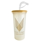 a translucent frost straw & flat gold lid & gold glitter cup super sipper 32 oz sport sipper cup with gold glitter