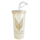 a translucent frost straw & white lid & gold glitter cup super sipper 32 oz sport sipper cup with gold glitter