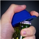 a group of blue plastic construction hat bottle opener key chains