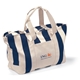 aerial view a navy blue large striped canvas tote, image 1 of 5