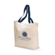 aerial view a navy blue navy blue gemline colored handle tote, image 1 of 2