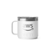 aerial view a white yeti rambler 14oz stackable mug, image 1 of 2