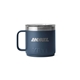 aerial view a navy yeti rambler 14oz stackable mug, image 1 of 2