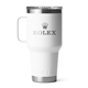 aerial view a white yeti rambler 30oz travel mug with stronghold lid, image 1 of 4