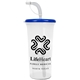 a translucent frost cup & royal blue lid super sipper - 32 oz sport sipper with straw