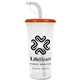 a translucent frost cup & neon orange lid super sipper - 32 oz sport sipper with straw