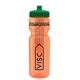a transparent orange bottle & green lid & translucent frost infuser basket 28 oz infuser water bottle