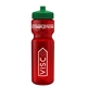a transparent red bottle & green lid & translucent frost infuser basket 28 oz infuser water bottle