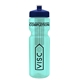a transparent teal bottle & navy blue lid & translucent frost infuser basket 28 oz infuser water bottle