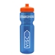 a transparent blue bottle & orange lid & translucent frost infuser basket 28 oz infuser water bottle