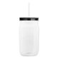 a translucent frost straw & black lid & clear bottle 27 oz tritan(tm) clear mason jar with lid and straw