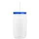 a translucent frost straw & translucent-blue lid & clear bottle 27 oz tritan(tm) clear mason jar with lid and straw
