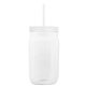 a translucent frost straw & translucent-frost lid & clear bottle 27 oz tritan(tm) clear mason jar with lid and straw