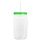 a translucent frost straw & translucent-green lid & clear bottle 27 oz tritan(tm) clear mason jar with lid and straw