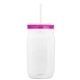 a translucent frost straw & translucent hot pink lid & clear bottle 27 oz tritan(tm) clear mason jar with lid and straw
