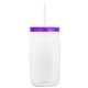a translucent frost straw & translucent-violet lid & clear bottle 27 oz tritan(tm) clear mason jar with lid and straw