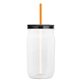 a translucent-orange straw & black lid & clear bottle 27 oz tritan(tm) clear mason jar with lid and straw