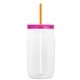 a translucent-orange straw & translucent hot pink lid & clear bottle 27 oz tritan(tm) clear mason jar with lid and straw