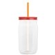 a translucent-orange straw & translucent-red lid & clear bottle 27 oz tritan(tm) clear mason jar with lid and straw