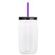 a translucent-violet straw & black lid & clear bottle 27 oz tritan(tm) clear mason jar with lid and straw