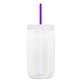 a translucent-violet straw & translucent-frost lid & clear bottle 27 oz tritan(tm) clear mason jar with lid and straw