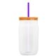 a translucent-violet straw & translucent-orange lid & clear bottle 27 oz tritan(tm) clear mason jar with lid and straw