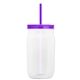 aerial view a translucent-violet straw & translucent-violet lid & clear bottle 27 oz tritan(tm) clear mason jar with lid and straw, image 1 of 3