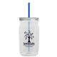 a translucent-blue straw & clear lid & clear bottle 27 oz tritan(tm) clear mason jar with lid and straw