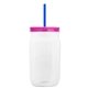 a translucent-blue straw & translucent hot pink lid & clear bottle 27 oz tritan(tm) clear mason jar with lid and straw
