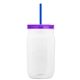 a translucent-blue straw & translucent-violet lid & clear bottle 27 oz tritan(tm) clear mason jar with lid and straw