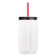 a translucent-red straw & black lid & clear bottle 27 oz tritan(tm) clear mason jar with lid and straw