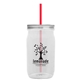 a translucent-red straw & clear lid & clear bottle 27 oz tritan(tm) clear mason jar with lid and straw