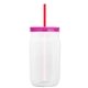 a translucent-red straw & translucent hot pink lid & clear bottle 27 oz tritan(tm) clear mason jar with lid and straw