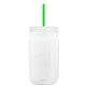 a translucent-green straw & translucent-frost lid & clear bottle 27 oz tritan(tm) clear mason jar with lid and straw