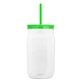 aerial view a translucent-green straw & translucent-green lid & clear bottle 27 oz tritan(tm) clear mason jar with lid and straw, image 1 of 2