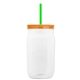 a translucent-green straw & translucent-orange lid & clear bottle 27 oz tritan(tm) clear mason jar with lid and straw