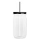 aerial view a smoke straw & black lid & clear bottle 27 oz tritan(tm) clear mason jar with lid and straw, image 1 of 2