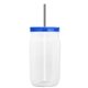 a smoke straw & translucent-blue lid & clear bottle 27 oz tritan(tm) clear mason jar with lid and straw