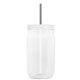 a smoke straw & translucent-frost lid & clear bottle 27 oz tritan(tm) clear mason jar with lid and straw