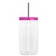a smoke straw & translucent hot pink lid & clear bottle 27 oz tritan(tm) clear mason jar with lid and straw