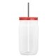 a smoke straw & translucent-red lid & clear bottle 27 oz tritan(tm) clear mason jar with lid and straw