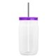 a smoke straw & translucent-violet lid & clear bottle 27 oz tritan(tm) clear mason jar with lid and straw