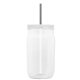 a smoke straw & white lid & clear bottle 27 oz tritan(tm) clear mason jar with lid and straw