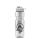 aerial view a clear bottle & white lid & translucent frost infuser basket champ bottle with infuser and flip lid - 28 oz, image 1 of 2