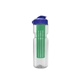 a clear bottle & reflex blue lid & translucent green infuser champion - 28 oz transparent bottle with flip lid and large infuser