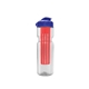 a clear bottle & reflex blue lid & translucent red infuser champion - 28 oz transparent bottle with flip lid and large infuser