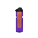 a transparent violet bottle & black lid & translucent orange infuser champion - 28 oz transparent bottle with flip lid and large infuser
