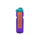 a transparent violet bottle & cyan lid & translucent orange infuser champion - 28 oz transparent bottle with flip lid and large infuser