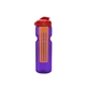 a transparent violet bottle & red lid & translucent orange infuser champion - 28 oz transparent bottle with flip lid and large infuser