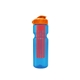 a transparent blue bottle & orange lid & translucent red infuser champion - 28 oz transparent bottle with flip lid and large infuser